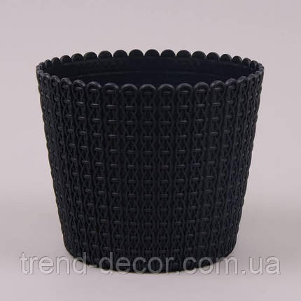 Горщик пластмасовий Nitly антрацитовий 22см., фото 1