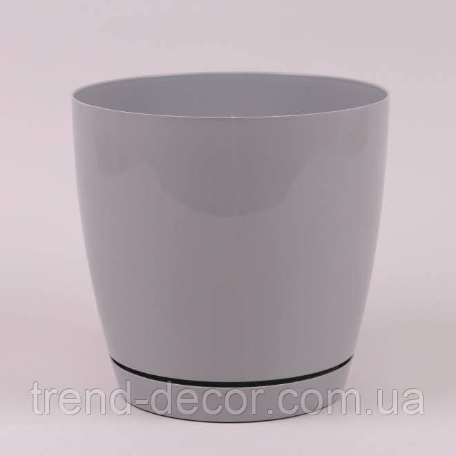 Горщик пластмасовий Тоскана круглий платиновий 11 см.