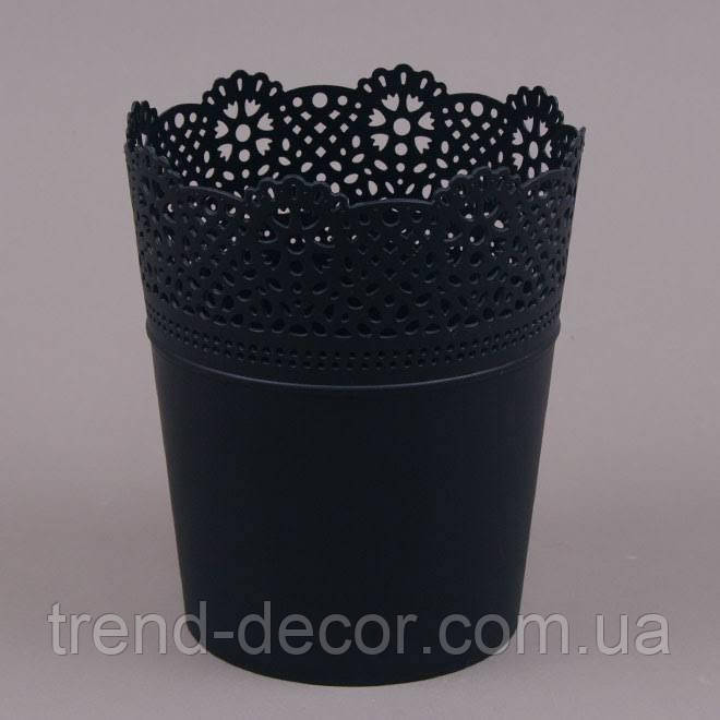Горщик пластмасовий Lace антрацитовий 11.5см.