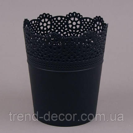 Горщик пластмасовий Lace антрацитовий 18см., фото 1