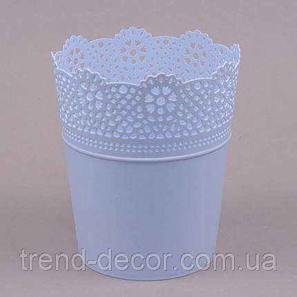 Горщик пластмасовий Lace блакитний 16см., фото 1