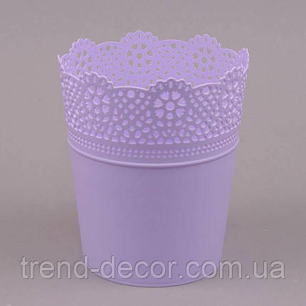 Горщик пластмасовий Lace лавандовий 18см., фото 1