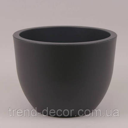 Горщик пластмасовий круглий Muna антрацитовий 29.5см., фото 1
