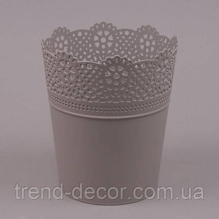 Горщик пластмасовий Lace мокка 11.5см., фото 1