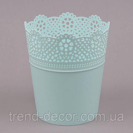 Горщик пластмасовий Lace смарагдовий 18см., фото 1