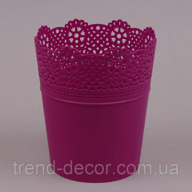 Горщик пластмасовий Lace фуксія 18см.