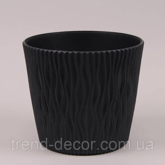 Горщик пластмасовий Sandy Round антрацитовий 16см.