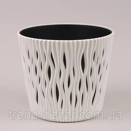 Горщик пластмасовий Sandy Round білий 19см., фото 1