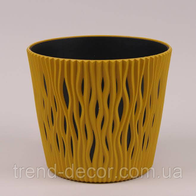 Горщик пластмасовий Sandy Round гірчичний 16см.