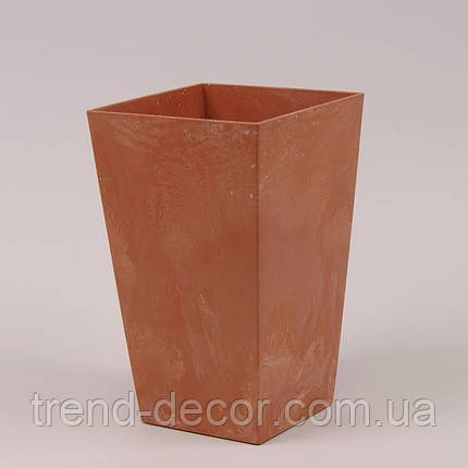 Горщик пластмасовий Urbi Square Beton Effect теракотовий 12х12см., фото 1