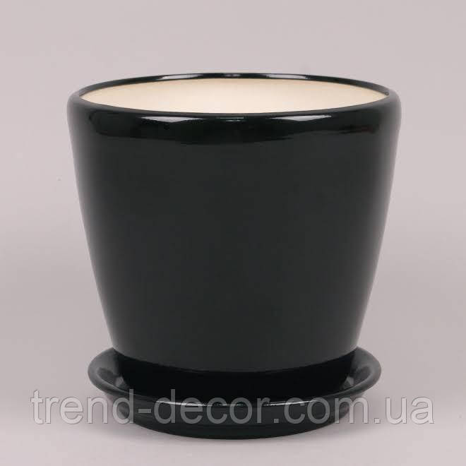 Горщик керамічний Грація глянець чорний 1.2л.
