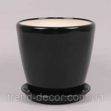 Горщик керамічний Грація глянець чорний 2.3л., фото 1