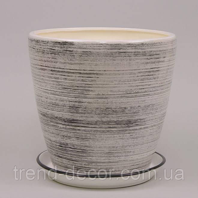 Горщик керамічний Грація глянець біло-чорний 1.2л.