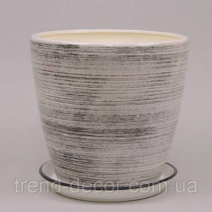 Горщик керамічний Грація глянець біло-чорний 10л., фото 1