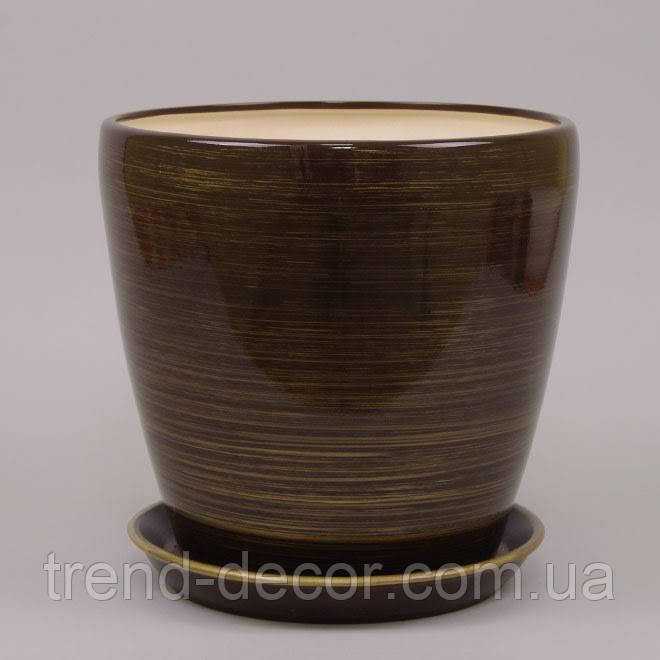 Горщик керамічний Грація глянець шоколад-золото 2.3л.