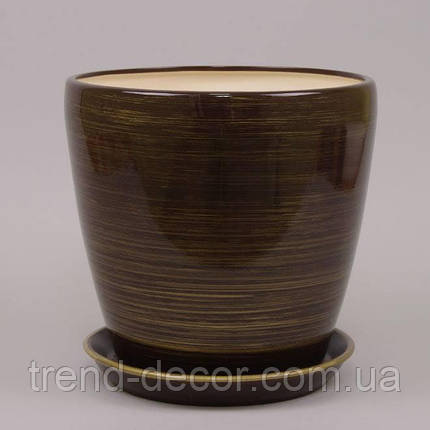 Горщик керамічний Грація глянець шоколад-золото 2.3л., фото 1