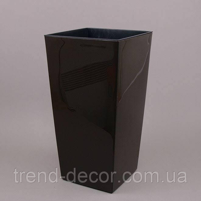 Горщик пластмасовий FINEZJA з вкладом коричневий 35х35 см.