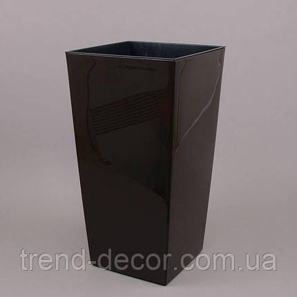 Горщик пластмасовий FINEZJA з вкладом коричневий 35х35 см., фото 1