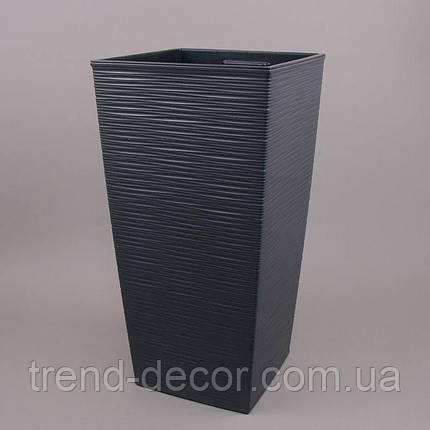 Горщик пластмасовий FINEZJA DLUTO з вкладом графітовий 25х25см., фото 1