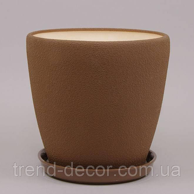 Горщик керамічний Грація шовк молочний шоколад 10л.