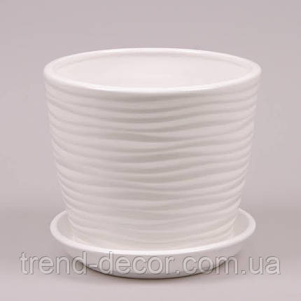 Горщик керамічний Грація Хвиля глянець білий 4.3л., фото 1