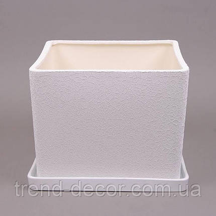 Горщик керамічний Квадрат шовк білий 2л., фото 1