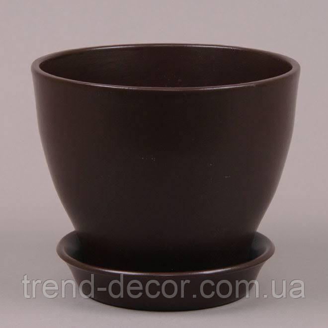 Горщик керамічний Ксенія глазур коричневий 7,5л.