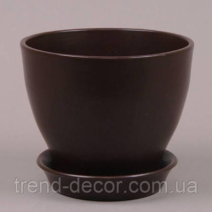 Горщик керамічний Ксенія глазур коричневий 15л., фото 1