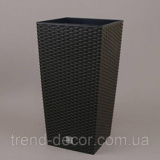 Горщик пластмасовий з вкладом Rato Square коричневий 20х20см.