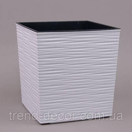 Горщик пластмасовий з вкладом JUKA DLUTO білий 30х30см., фото 1