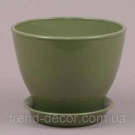 Горщик керамічний Ксенія глазур оливковий 11л., фото 1