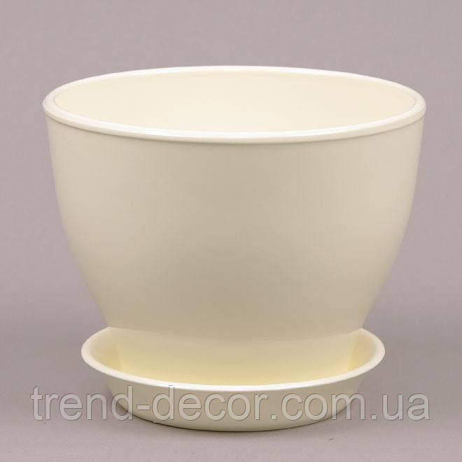 Горщик керамічний Ксенія глазур кремовий 15л.