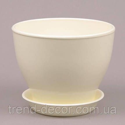 Горщик керамічний Ксенія глазур кремовий 15л., фото 1