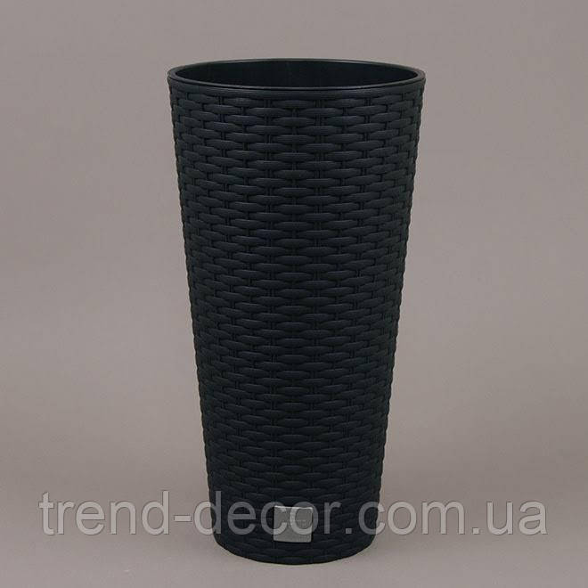 Горщик пластмасовий з вкладом Rato Tubus антрацитовий 20см.