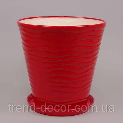 Горщик керамічний Хвиля глянець червоний 9л., фото 1