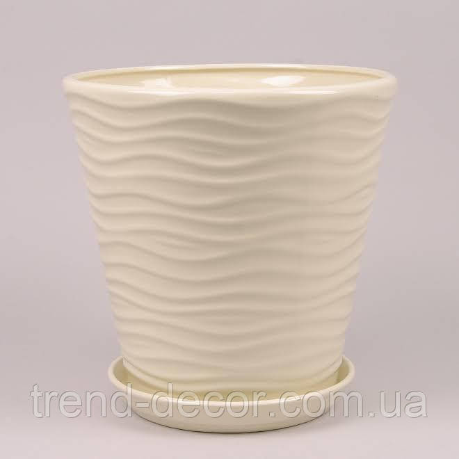 Горщик керамічний Хвиля глянець бежевий 5.5л.