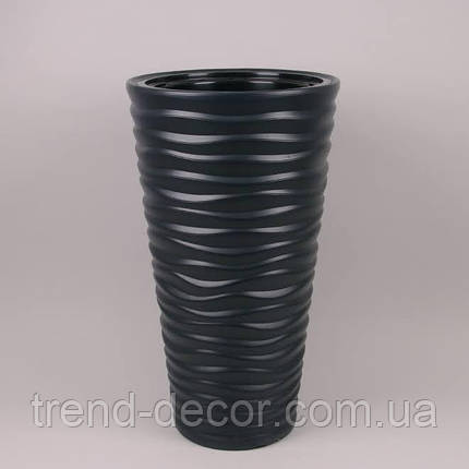 Горщик пластмасовий з вкладом Sand Slim антрацитовий 40см., фото 1