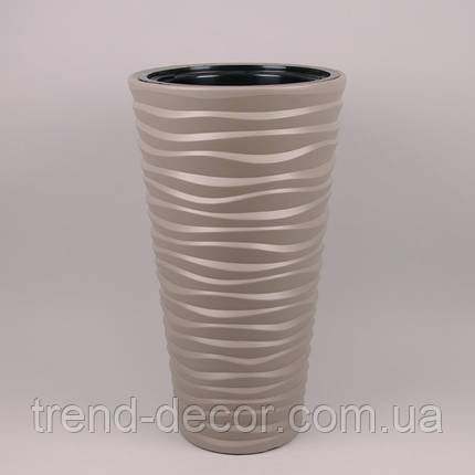 Горщик пластмасовий з вкладом Sand Slim мокка 30см., фото 1