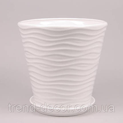 Горщик керамічний Хвиля глянець білий 9л., фото 1