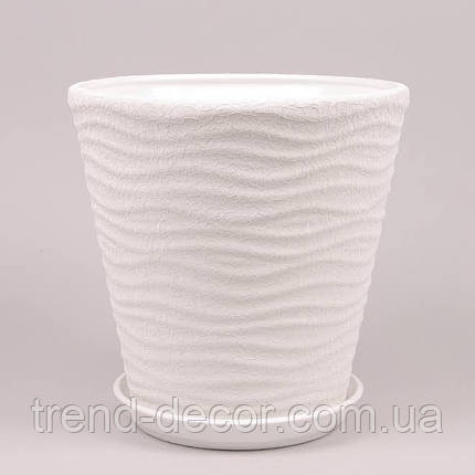 Горщик керамічний Хвиля шовк білий 5.5л., фото 1