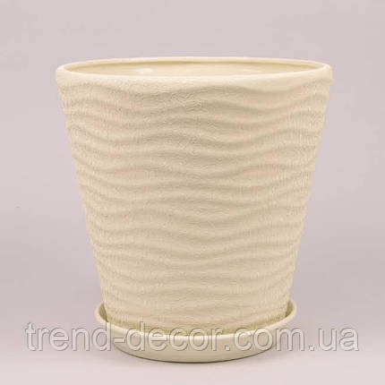 Горщик керамічний Хвиля шовк бежевий 13.5л., фото 1