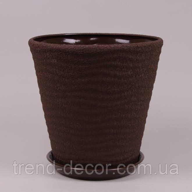 Горщик керамічний Хвиля шовк коричневий 9л.