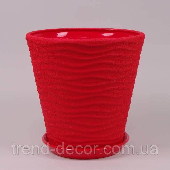 Горщик керамічний Хвиля шовк червоний 9л.