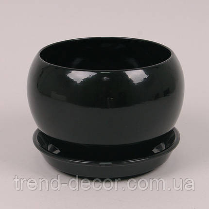 Горщик керамічний Куля глянець чорний 0.4л., фото 1