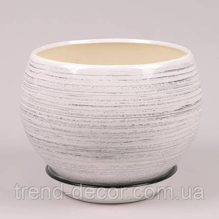 Горщик керамічний Куля глянець біло-чорний 9л., фото 1