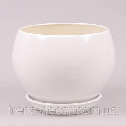 Горщик керамічний Куля глянець білий 0.4л., фото 1
