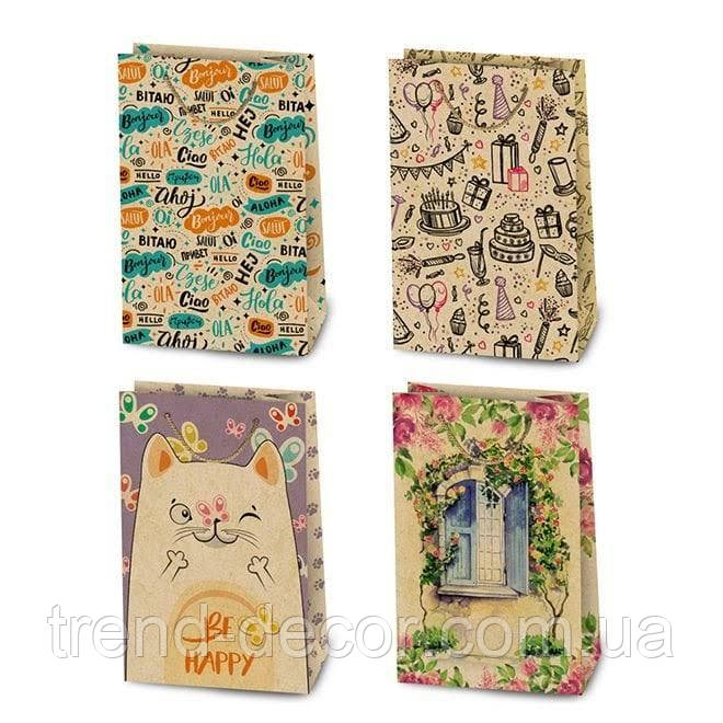 Пакет подарунковий крафт мікс 22.5х11х34.5 (10 шт.) 8497