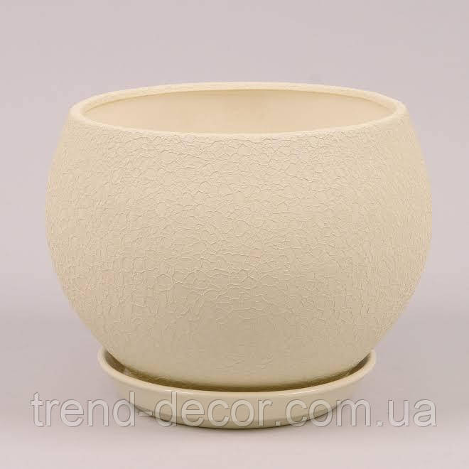 Горщик керамічний Куля шовк бежевий 9л.