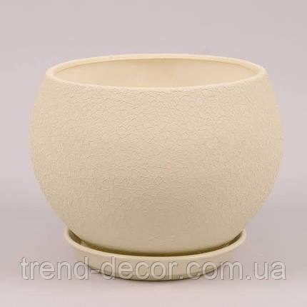 Горщик керамічний Куля шовк бежевий 9л., фото 1