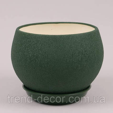 Горщик керамічний Куля шовк хакі 0.4л., фото 1